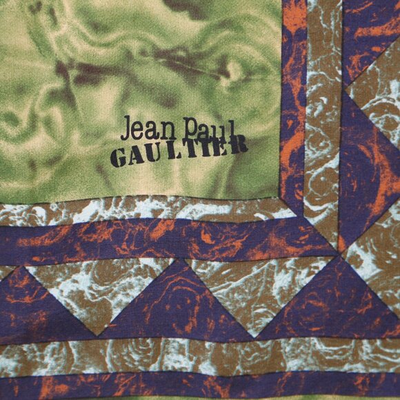 Rare Jean Paul GAULTIER "The Secret Life Of J.P." luxury designer silk scarf vtg - Picture 6 of 10